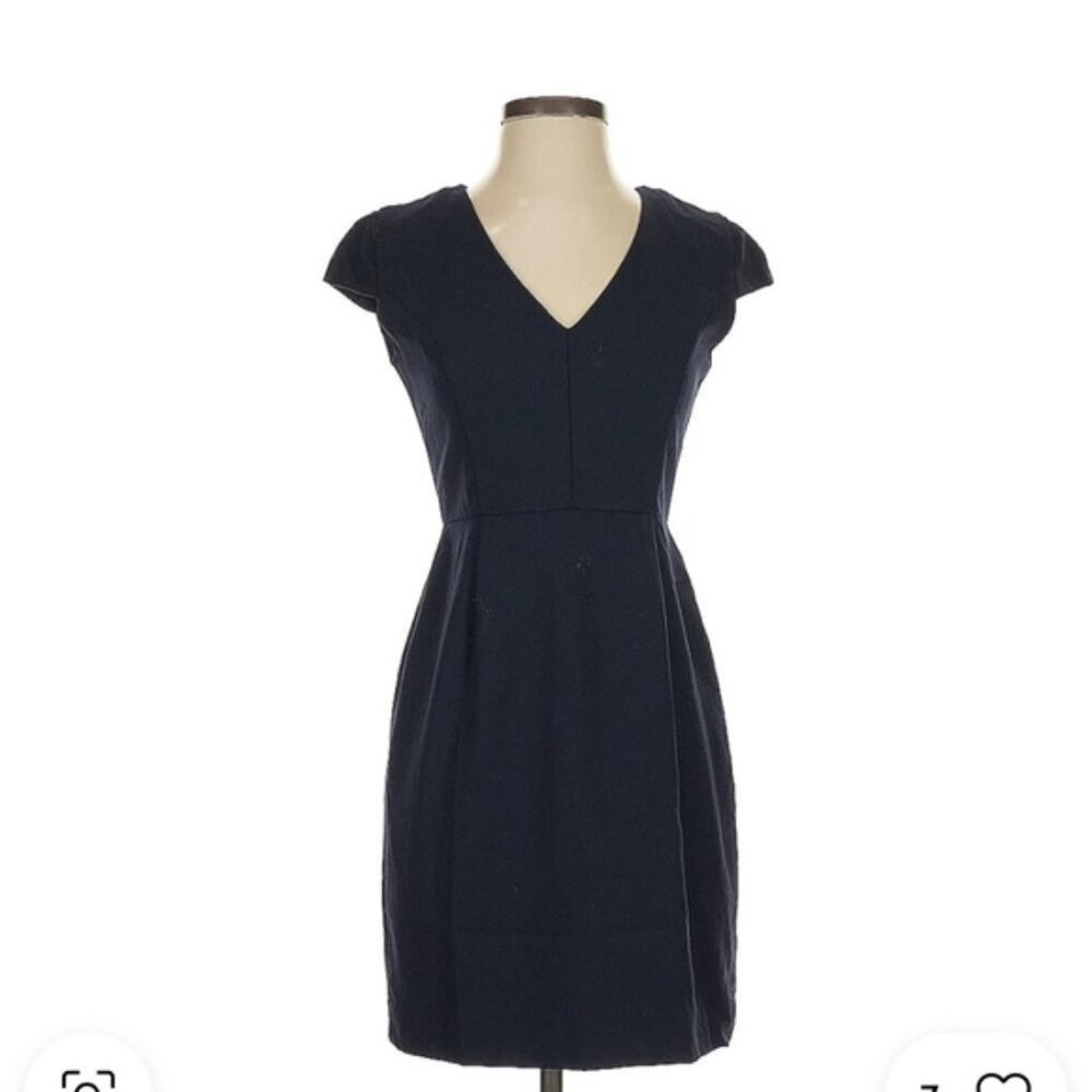 J. Crew New Director Dress in Bi Stretch Wool 4P $188 NWT Career Navy